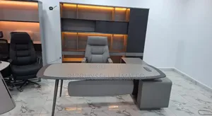 Super Executive Office Table With Extension, Chair/Bookshelf