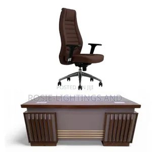 Set of Executive Office Table and Executive Chair - Brown