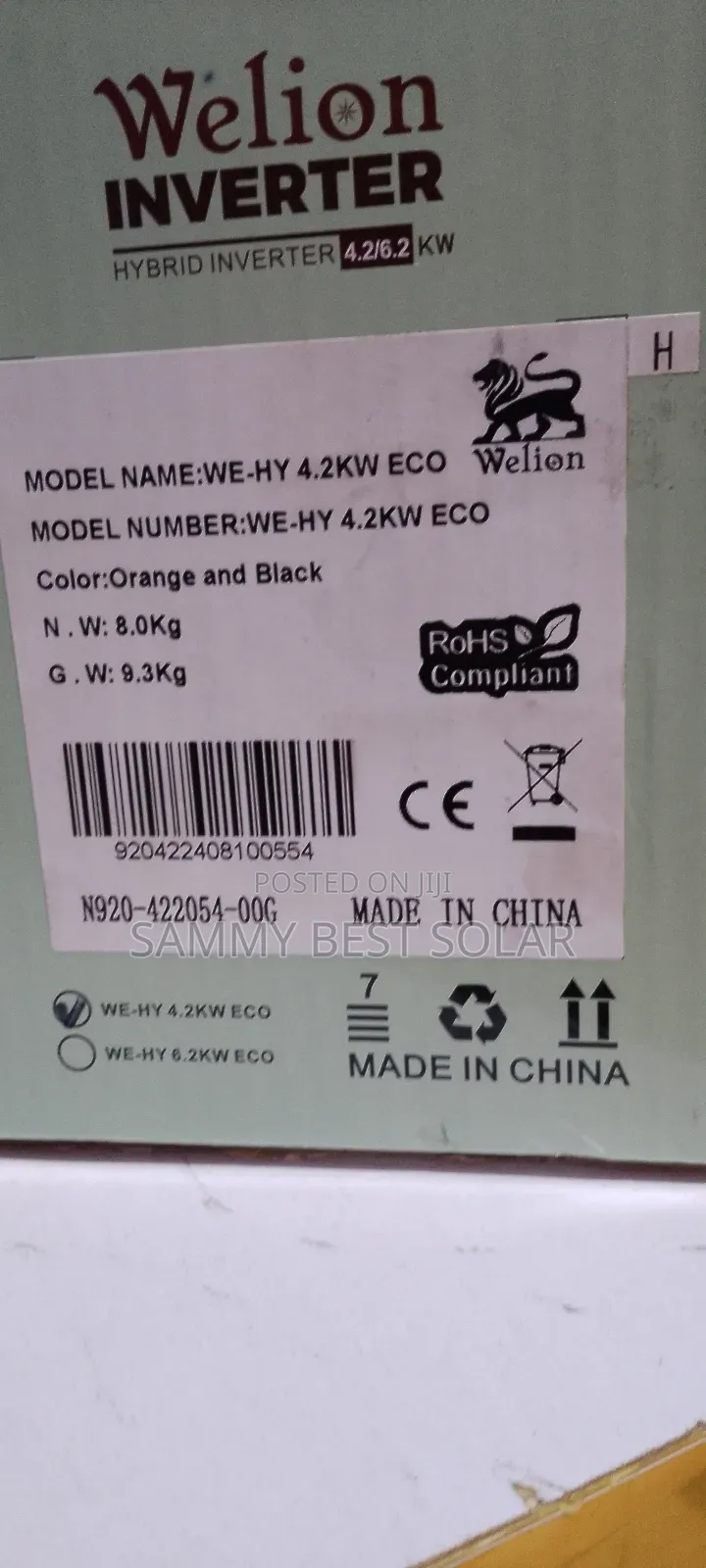Model Name: Welion Hybrid Solar Inverter 4.2kva 24volts
