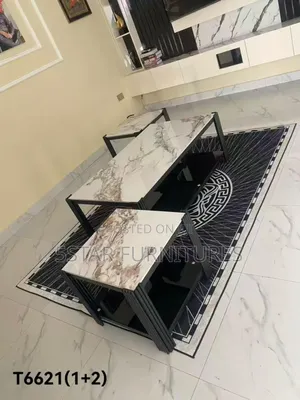 Marble Table With 2 Side Table