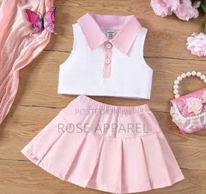 A Skirt and Armless Collared Top