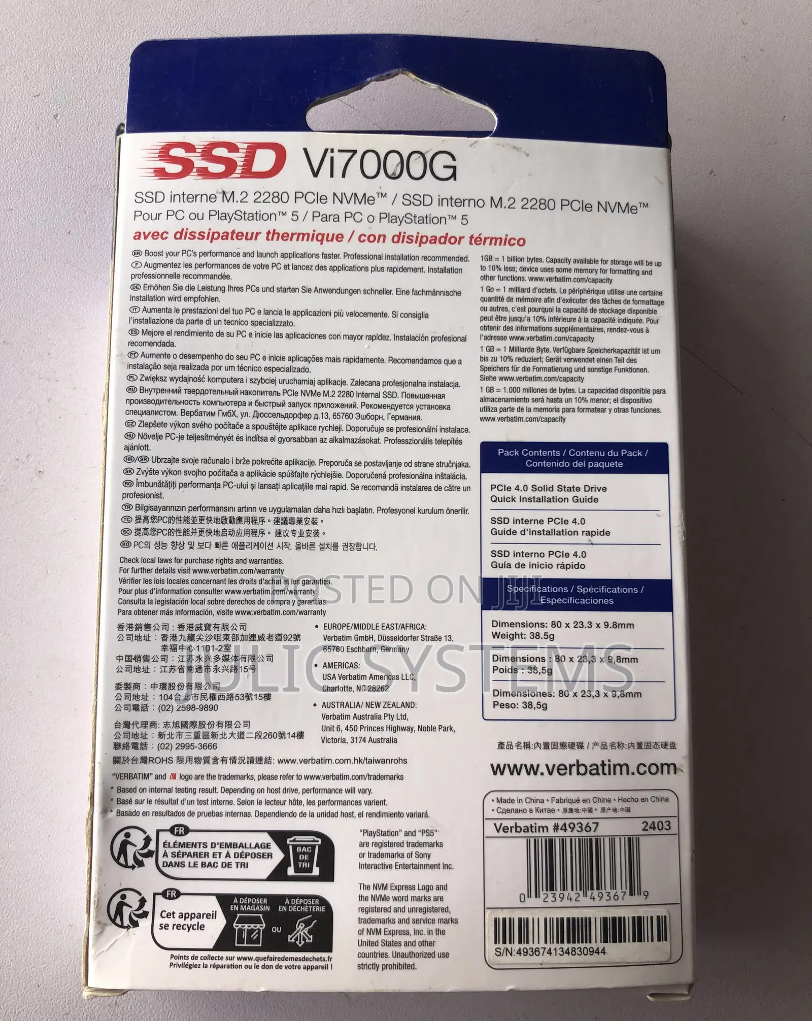 1tb Verbatim SSD M.2vi 7000g