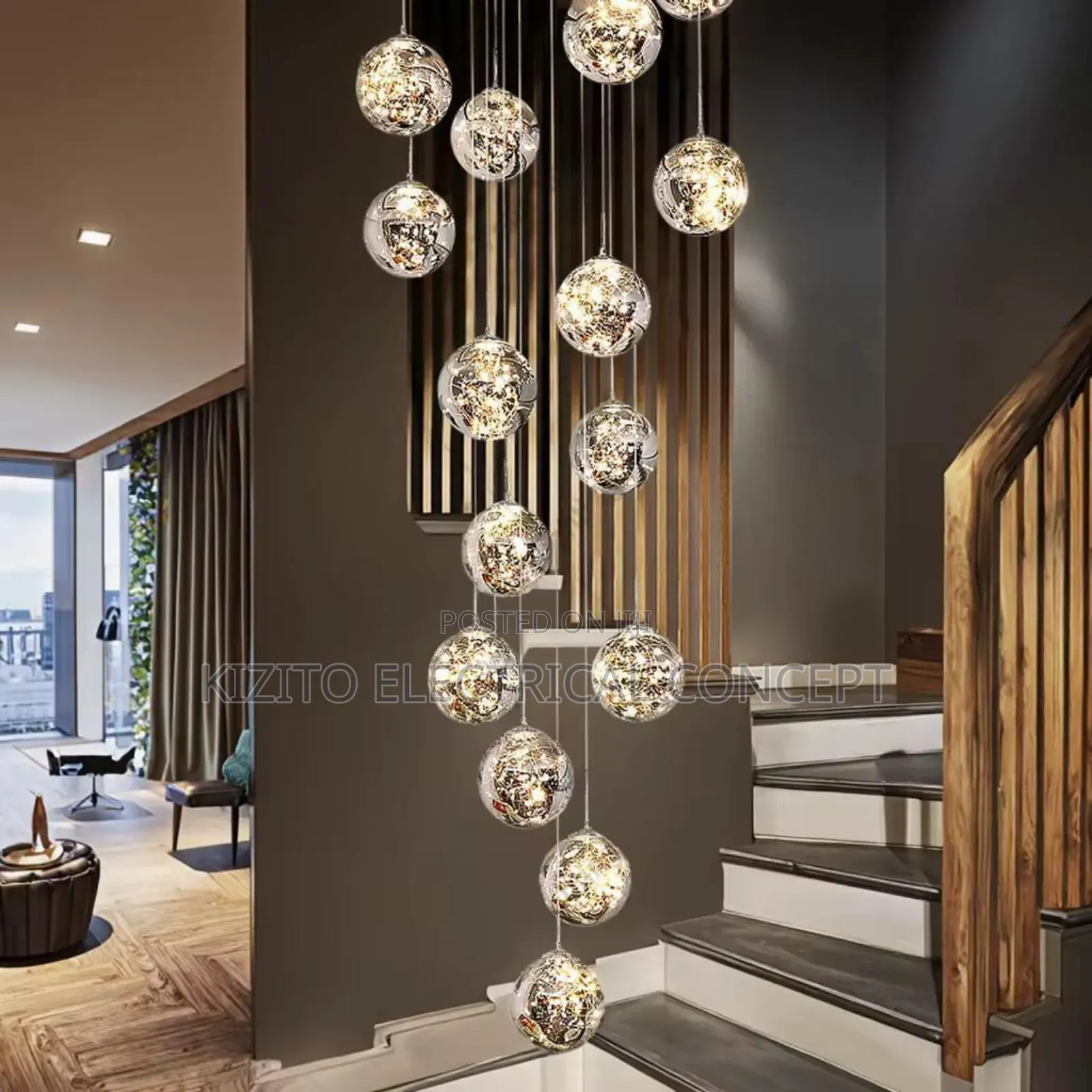 15 Drops Led Glass Ball Dropping Pendant.