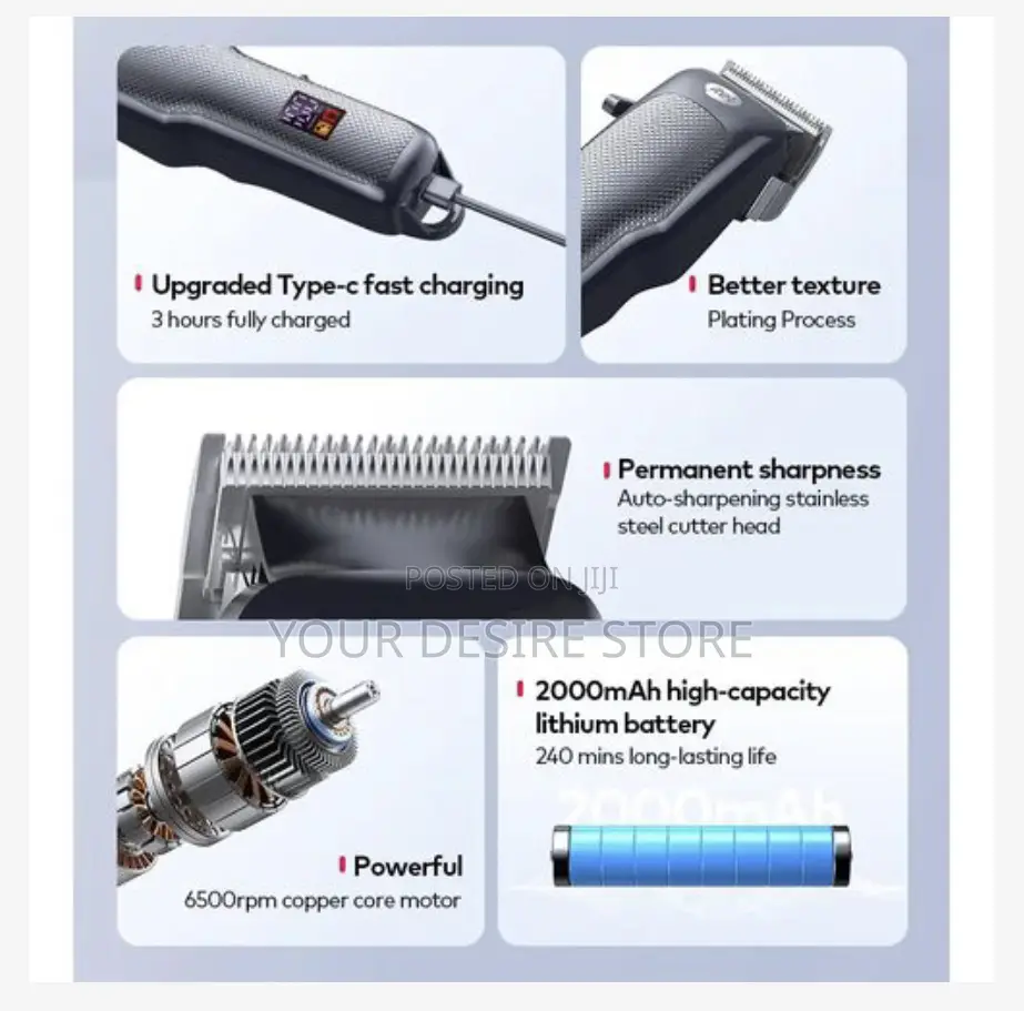 Itel Professional Hair Clipper Type-C Port Barber Wrap