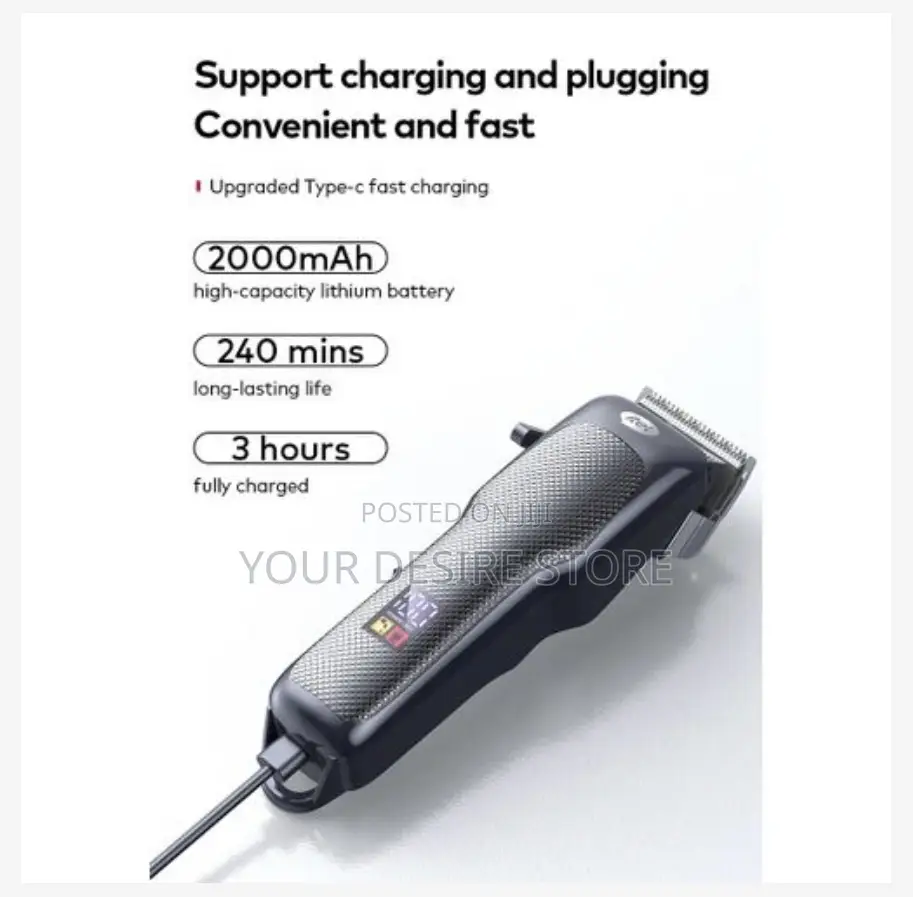 Itel Professional Hair Clipper Type-C Port Barber Wrap