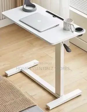 Adjustable Mobile Laptop Table With Lever and Wheels - Computer Table