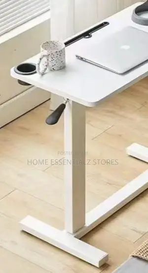 Adjustable Mobile Laptop Table With Lever and Wheels - Computer Table