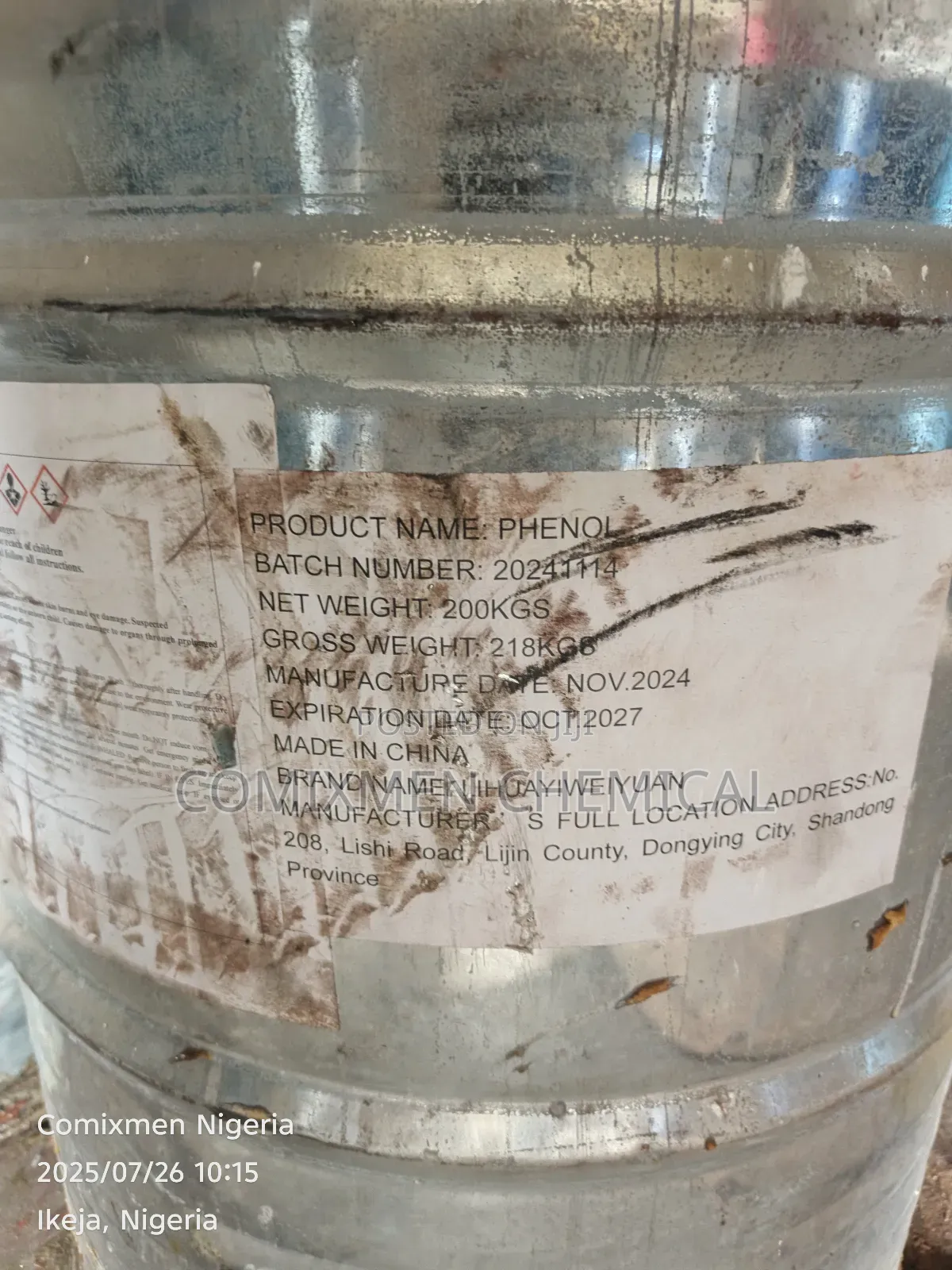 Phenol 200kg Drum