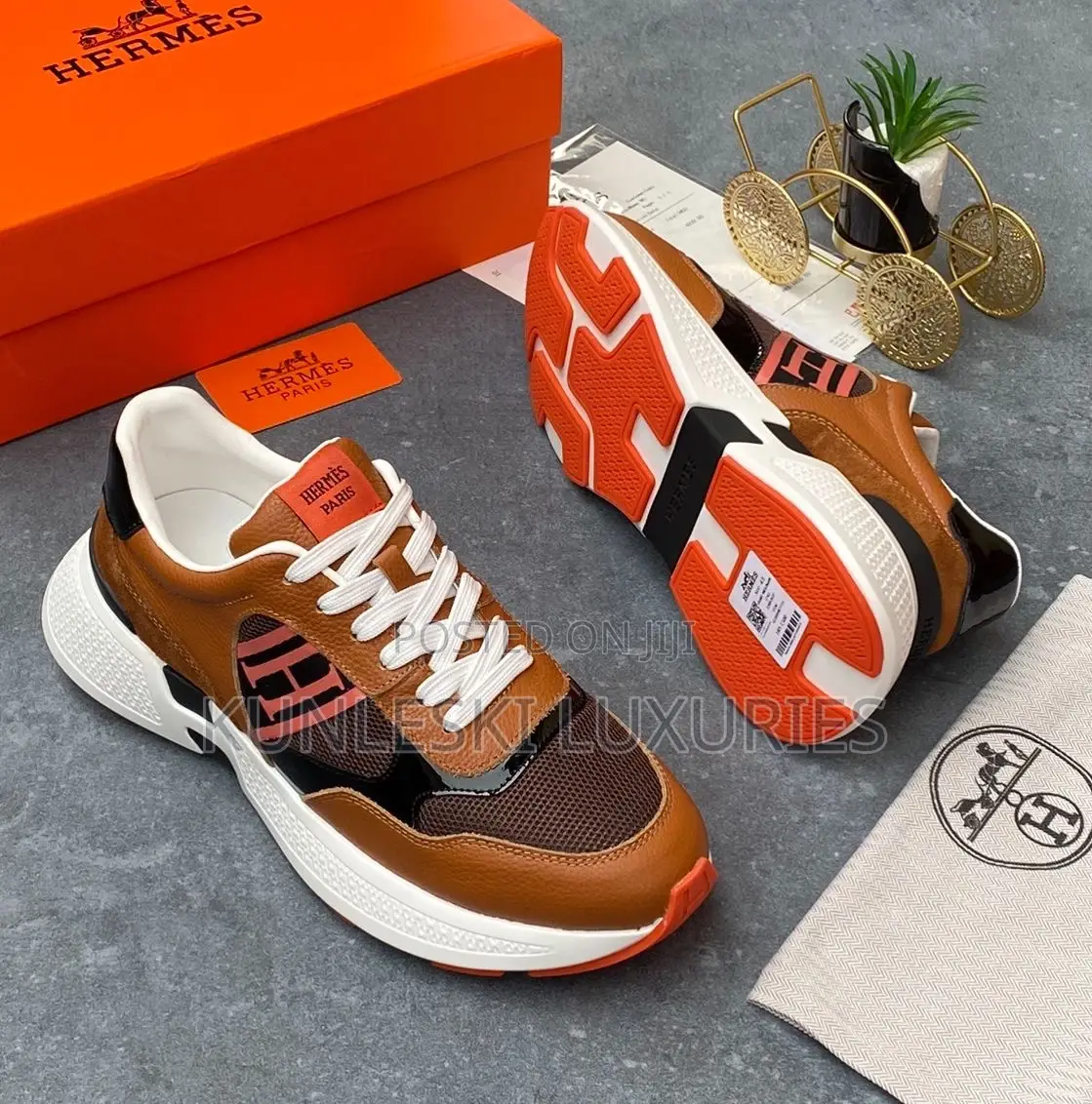 Original Hermes Paris Leather Sneakers Collections