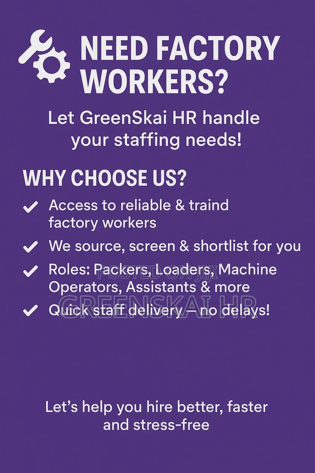 Hire Reliable Factory Workers Fast!