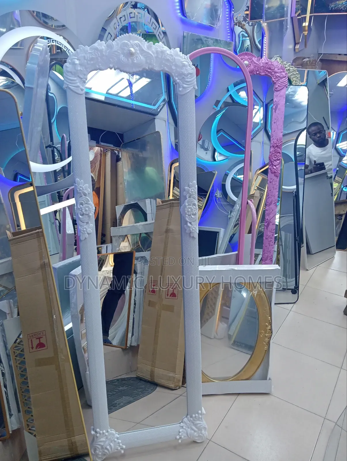 Luxury White Standing Mirror 160 Length by 45 Width