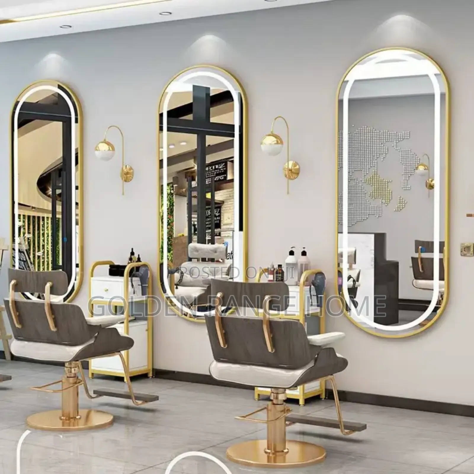 Gold Flame Three Colour Led Bathroom/Saloon Mirror