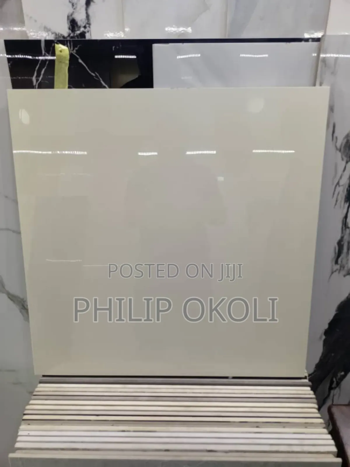 Super Polish Glossy Plain Cream Floor Tiles