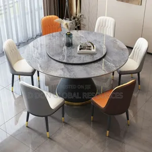 Six Seater Dining Set With Marble Round Table