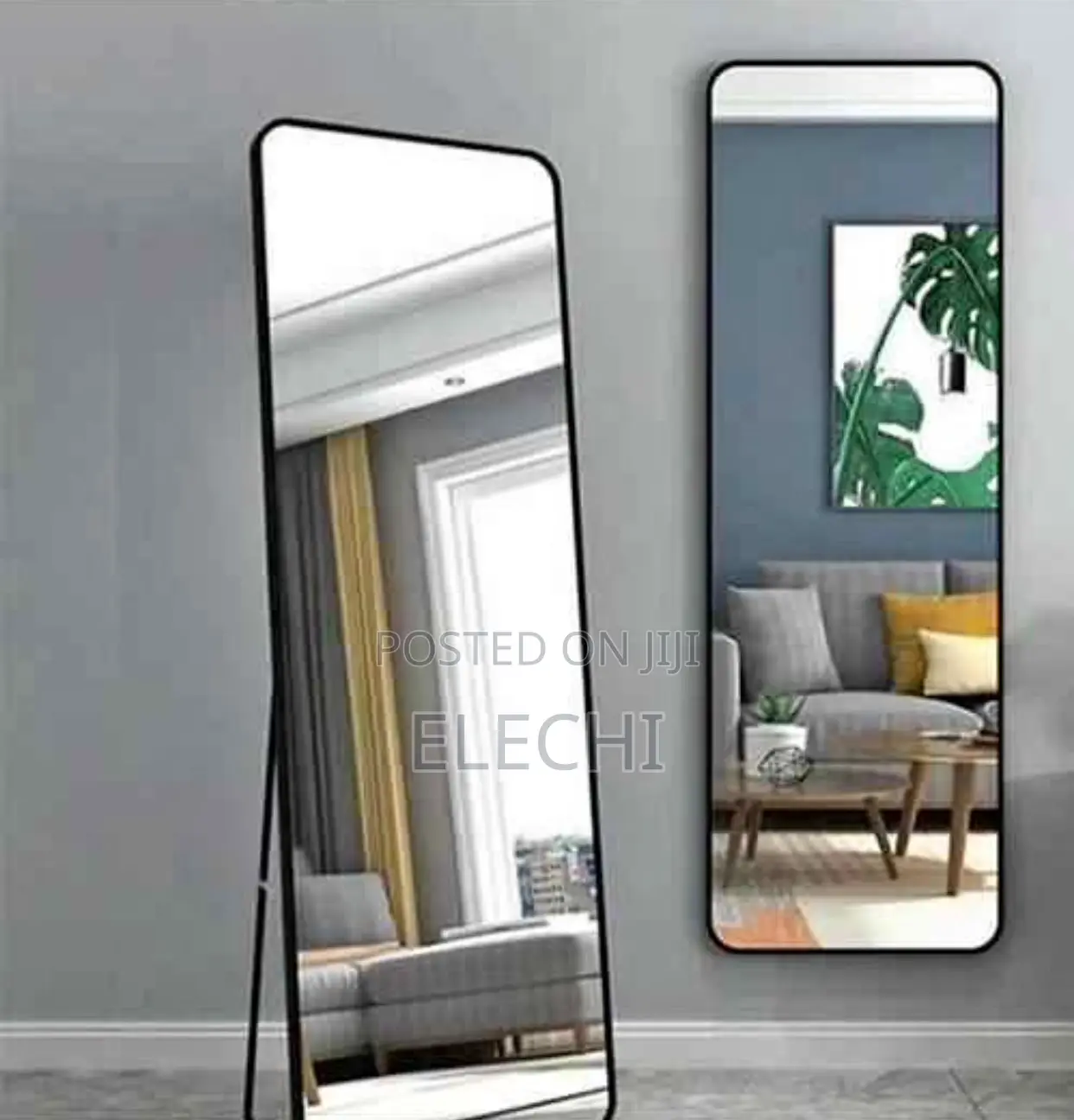 Square Black Standing Mirror