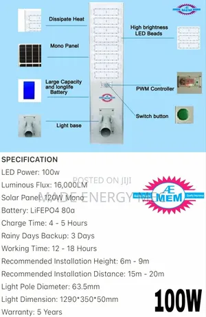 100w Aemen Solar Street Light