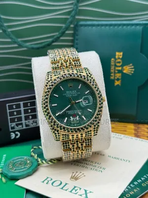 Gold Chain Rolex Oyster Perpetual Day Date Full Stone Watch