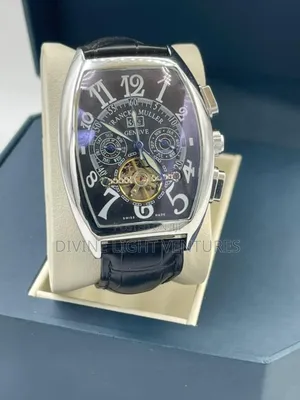 Black Leather Frank Muller Wrist Watch