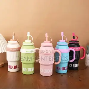 1000ml Big Cup With Handle and Straw Car Travel Thermal Cup