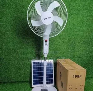 Solar Standing Fan With Panel and Bulb
