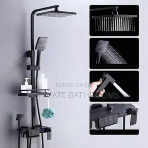 Black Buttons Standing Shower Mixer
