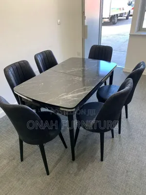 Standard 6 Men Dinning Sets With Glossy Table