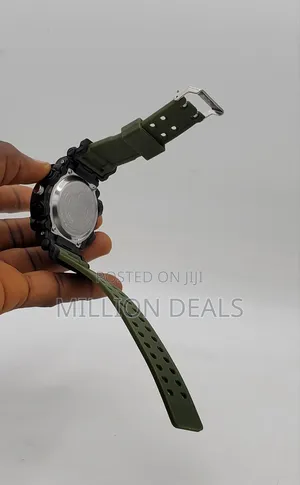 Dual Timer Green Black Rubber Strap Men's Soort Wrist Watch