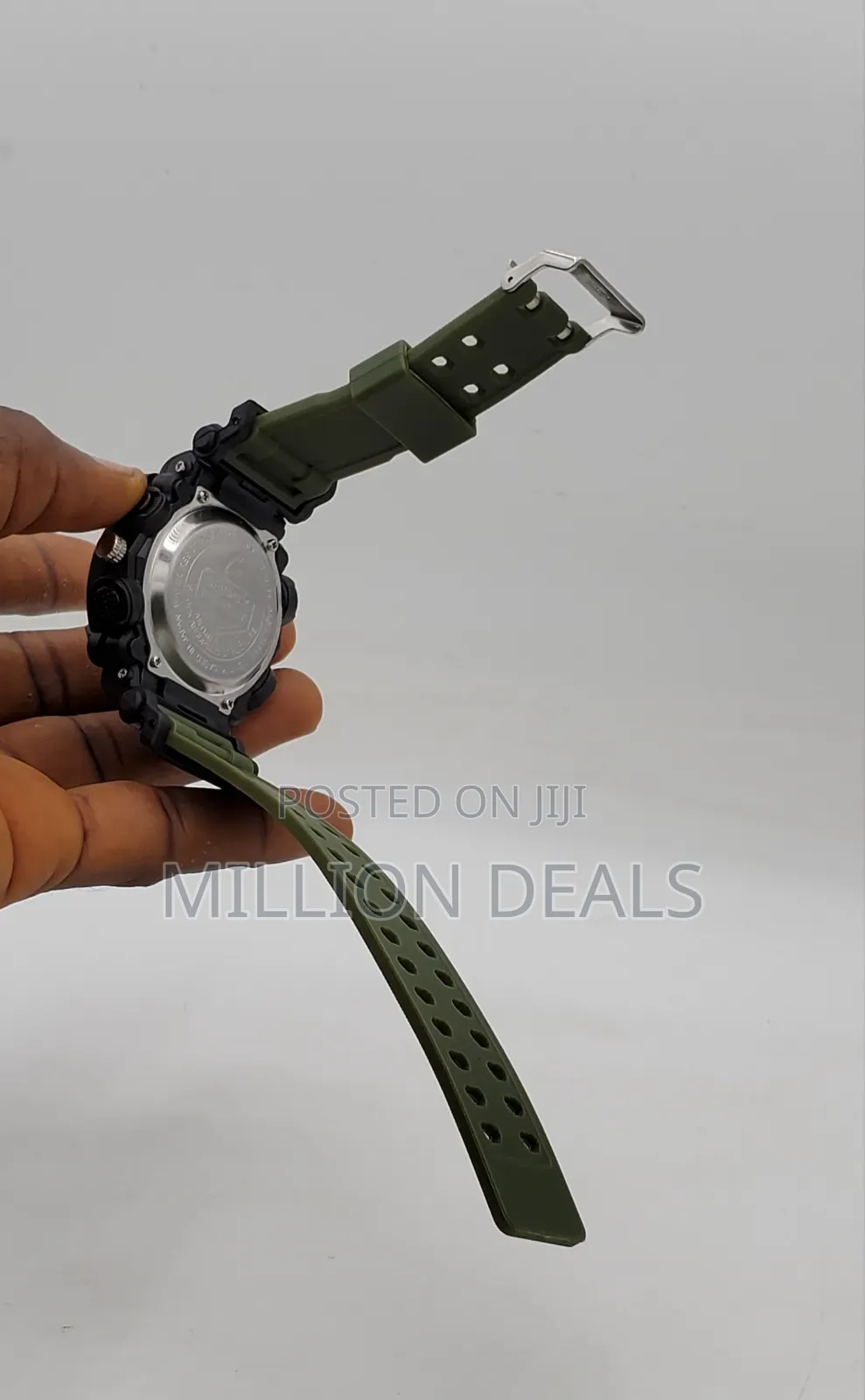 Dual Timer Green Black Rubber Strap Men's Soort Wrist Watch
