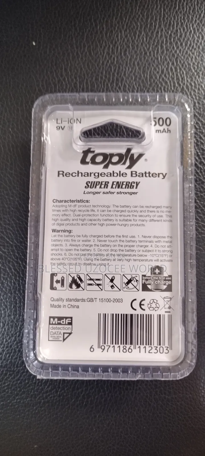 Toply 9volt Li-Ion Super Energy Rechargeable Battery 500mah