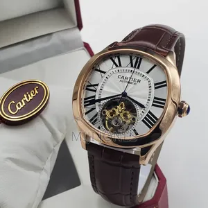 "Cartier Inspired Timepiece: Automatic Leather Watch"