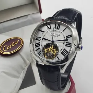 "Cartier Inspired Timepiece: Automatic Leather Watch"