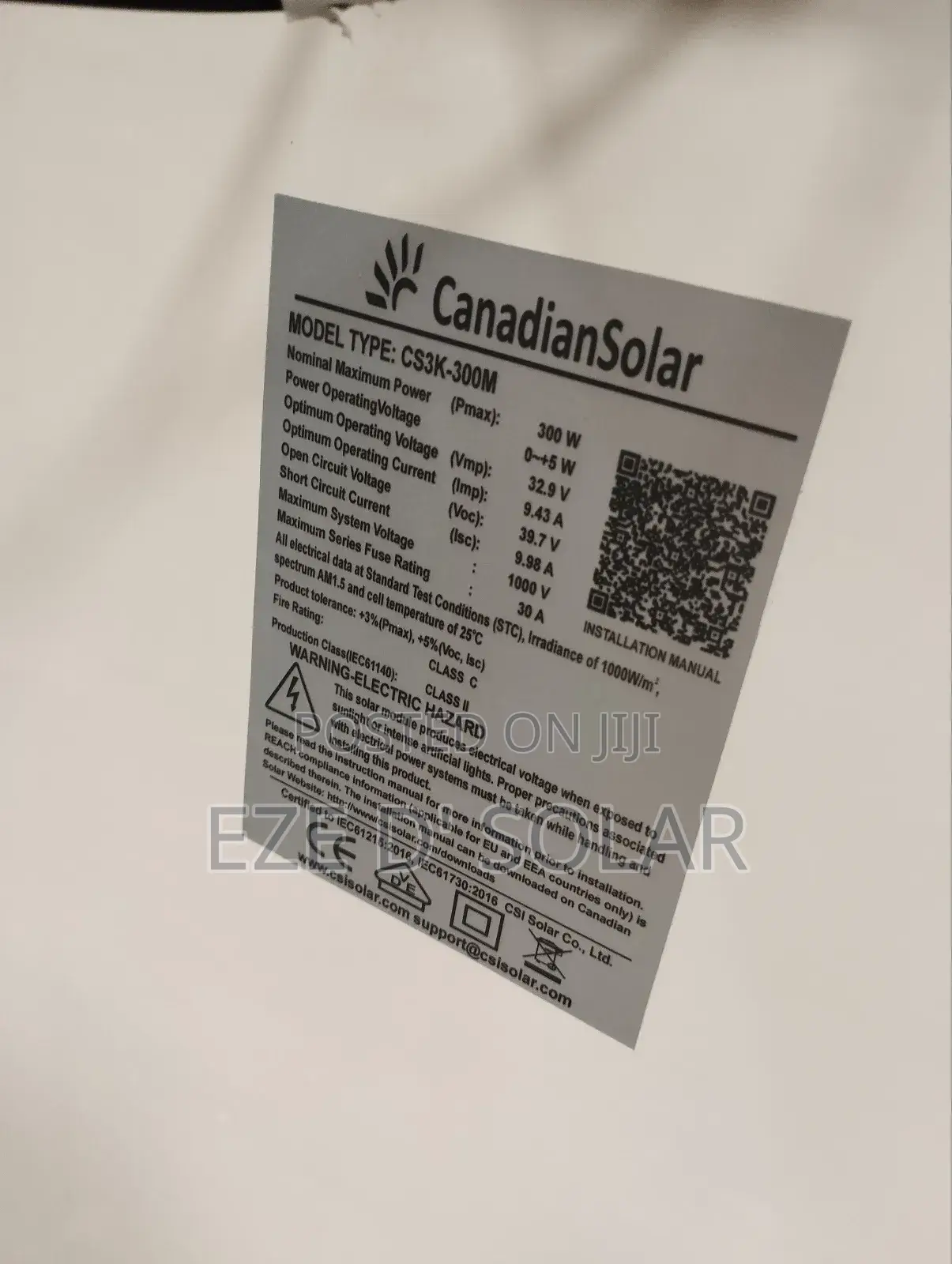 300w Canadian Mono Solar Panel