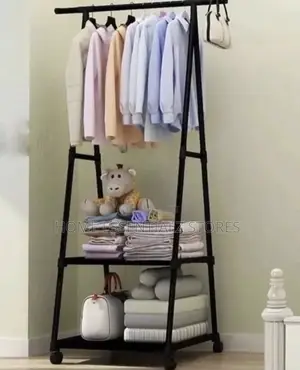 Triangle Clothes Rack With 2-Tiered Shoe Storage Shelves