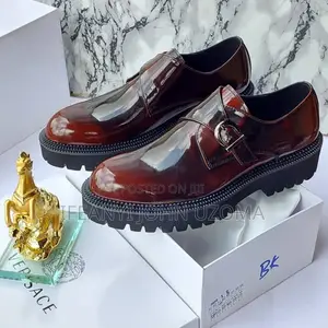 Thick Sole Wine and Black Color Shoe