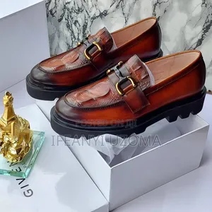 Thick Sole Wine Color Leather Shoe