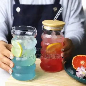 Glass Straw Cup With Bamboo Lid