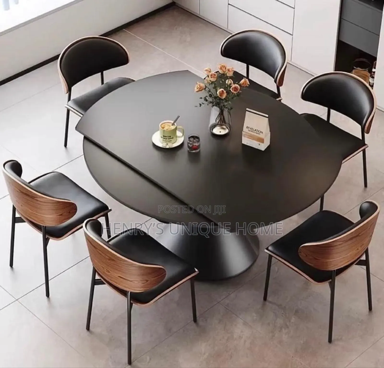 Round Dining Table Black
