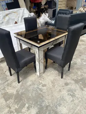 4 Seater Dining With Glass Top and Marble Board