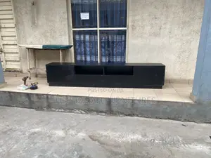 8ft Black Tv Console With Doors and Drawers