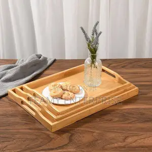 3 in 1 Tray Set - Brown Bamboo Kitchen and Dining Food Trays