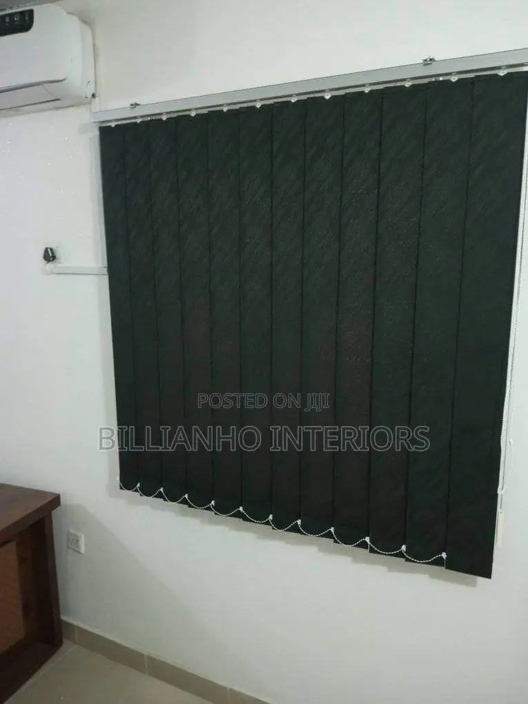 Deep Black Vertical Fabric Blinds