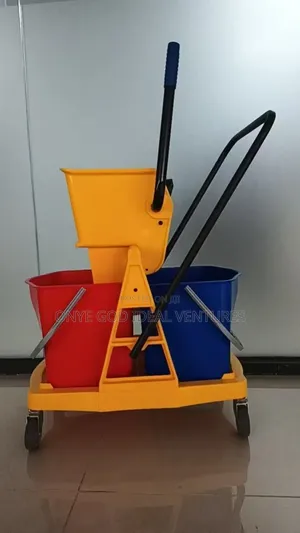 Double Bucket Mop Wringer Trolley