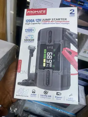 Promate Car Jump Starter Tire Pump 12000mah 1200a/12v