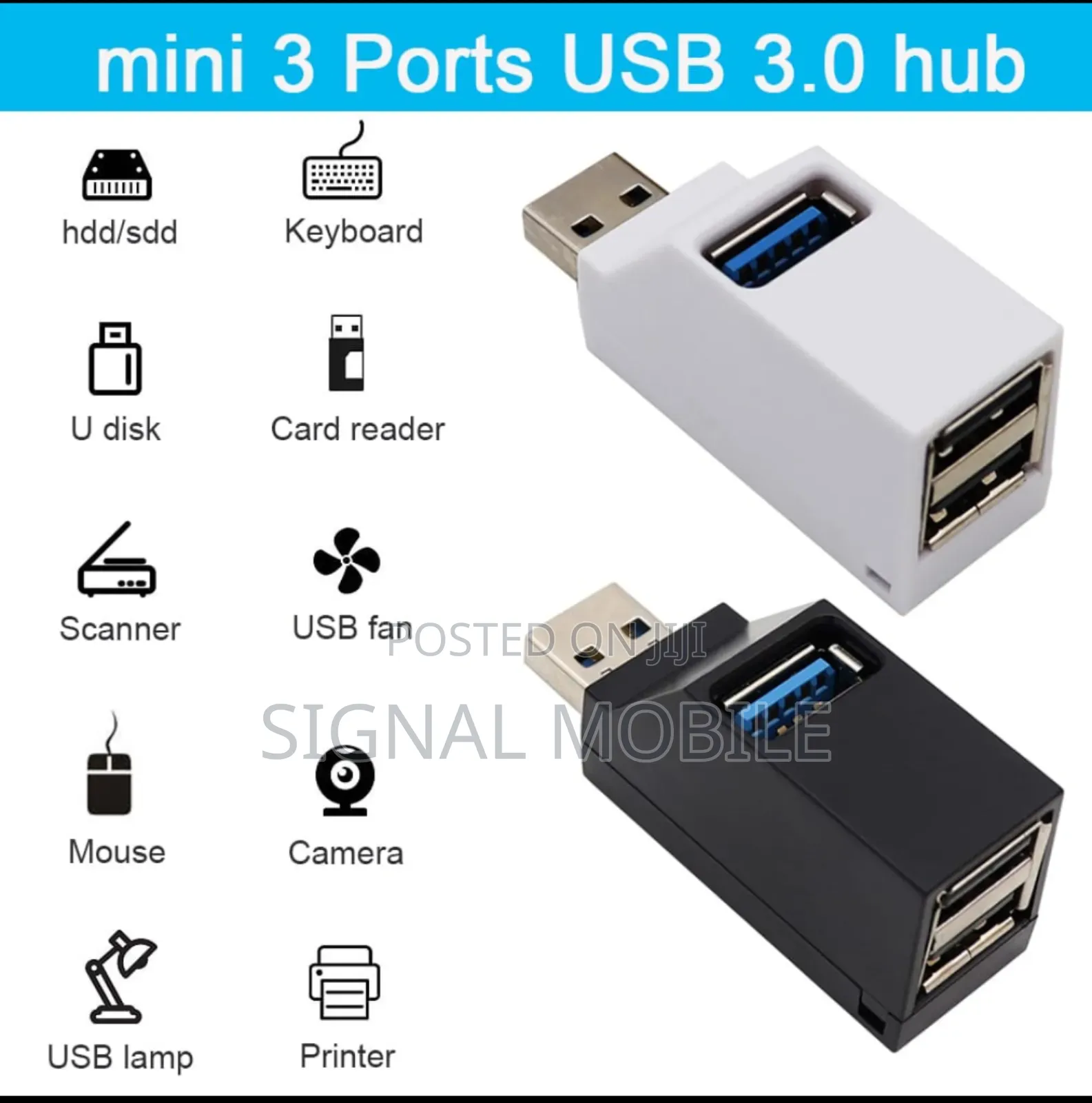 Usb 3.0 Hub Adapter Extender Mini Splitter Box 3 Ports