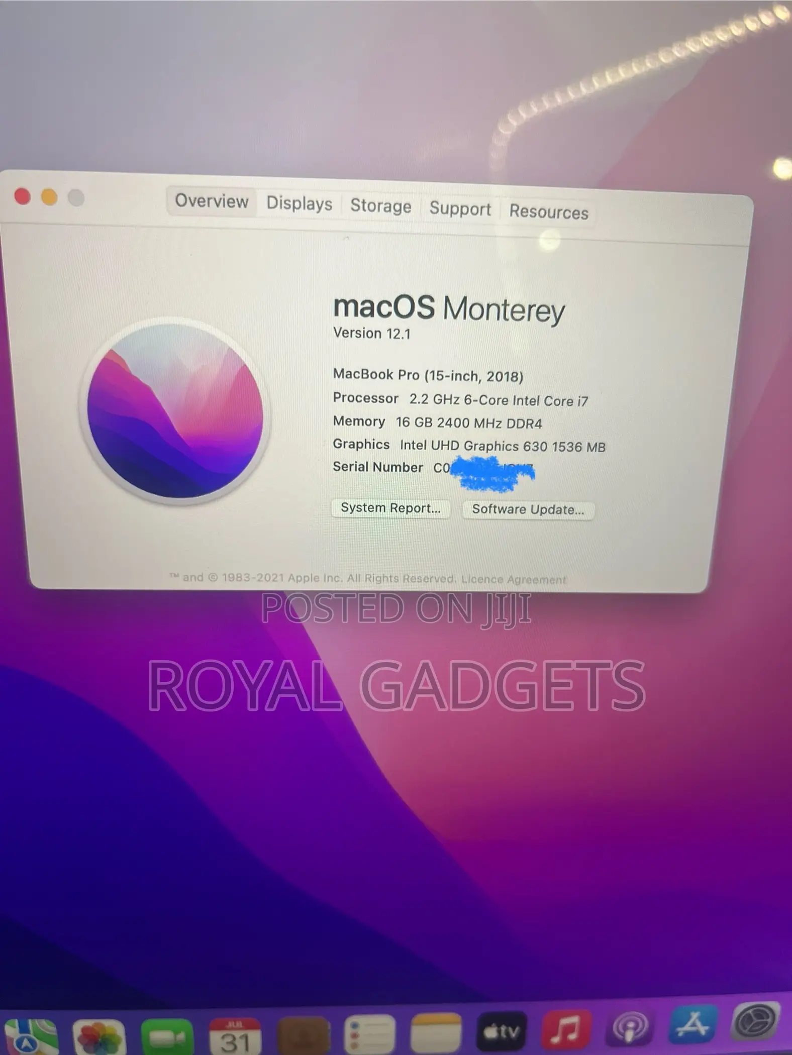 Laptop Apple MacBook Pro 2018 16GB Intel Core i7 SSD 512GB