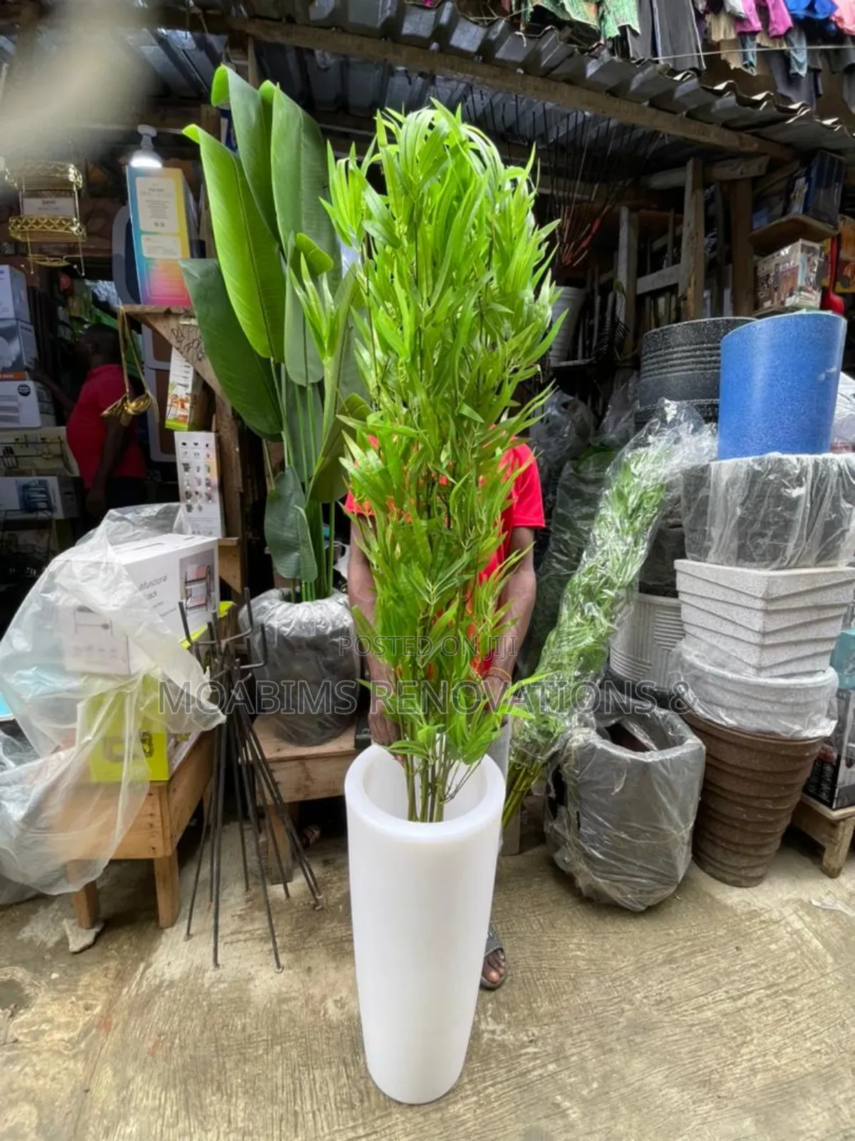 Artificial Bamboo Plants With White Stones
