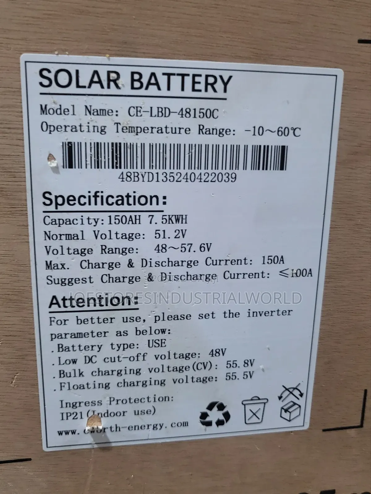 Cworth 7.5kwh 48v 150a