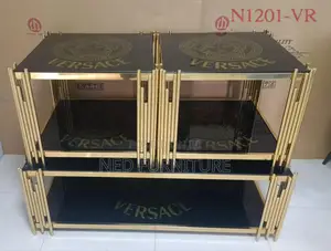 Tempered Glass Versace Top Center Table Set