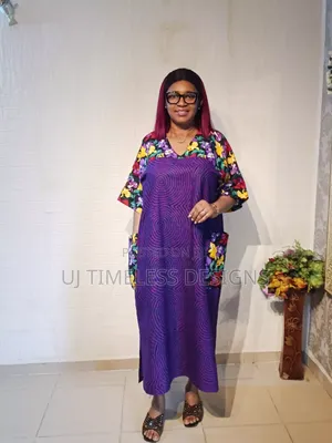 Beautiful Long Ankara Gown With Lovely Flowered Fabric