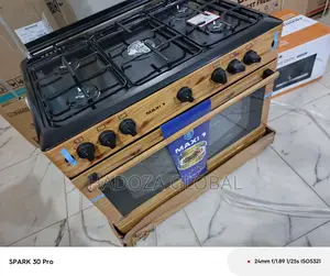 Maxi Gas Cooking Unit With Oven – Wood Finish - 5 Burners